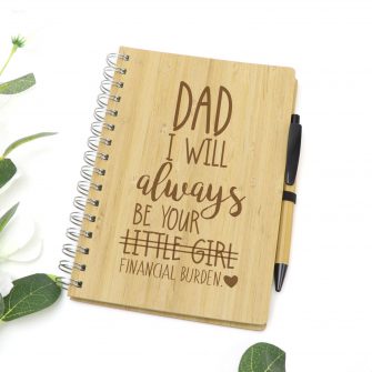 Financial Burden Gift for Dad  Laser Engraved Bamboo Notebook